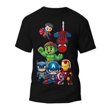 Camiseta Infantil Super Herois Batmam Hulk Thor Mulher Maravilha Capitão America Super Mem Wolverine Homem Aranha