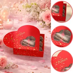 10 CAIXA CORAÇÃO 9 DOCES COM VISOR AMOR CLÁSSICO 12X12X4CM 5957( NAMORADOS IDEIA 2026) HOT STAMPING