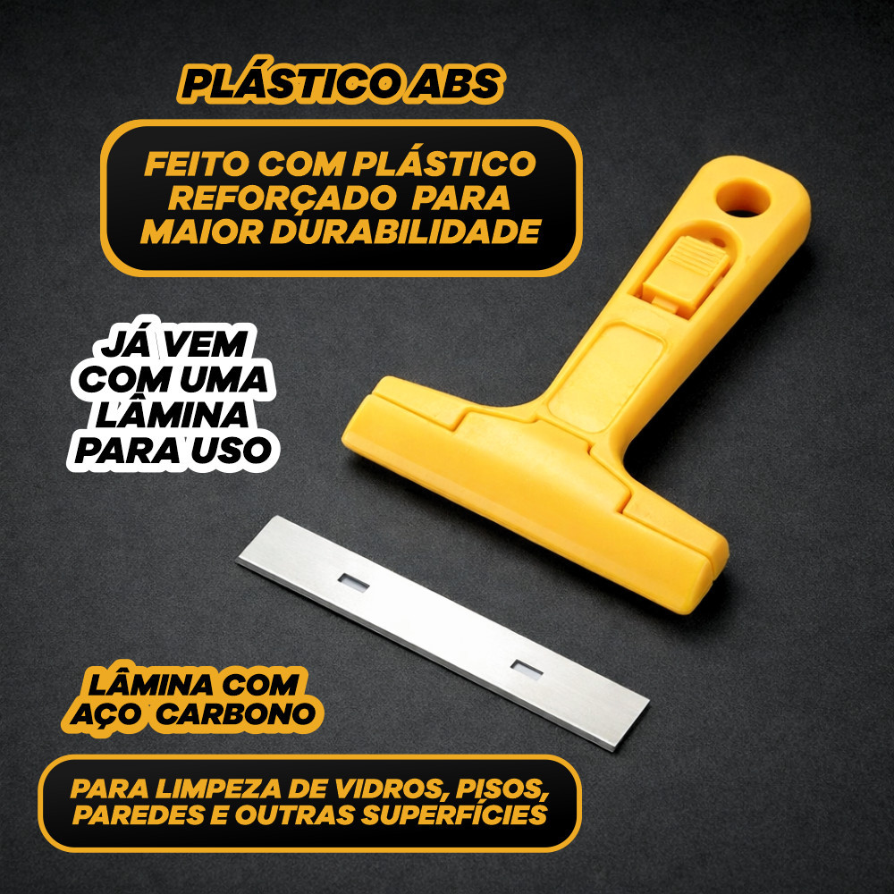 Estilete Raspador Profissional para Remover Adesivo e Cola, Lâminas Resistentes, Ideal para Vidro, Piso, Fogão e Parede
