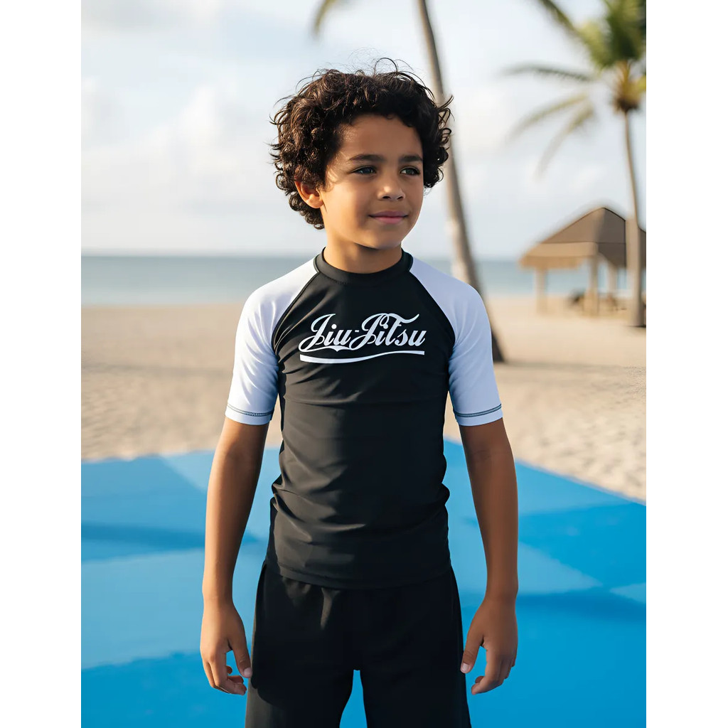 Rash Guard Infantil Manga Curta - Branca