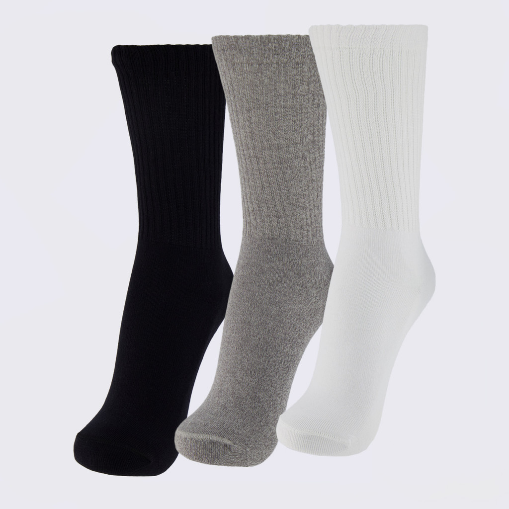 Kit Meia Lupo Sport Walk Cano Longo 3 Pares Branca Preta e Cinza