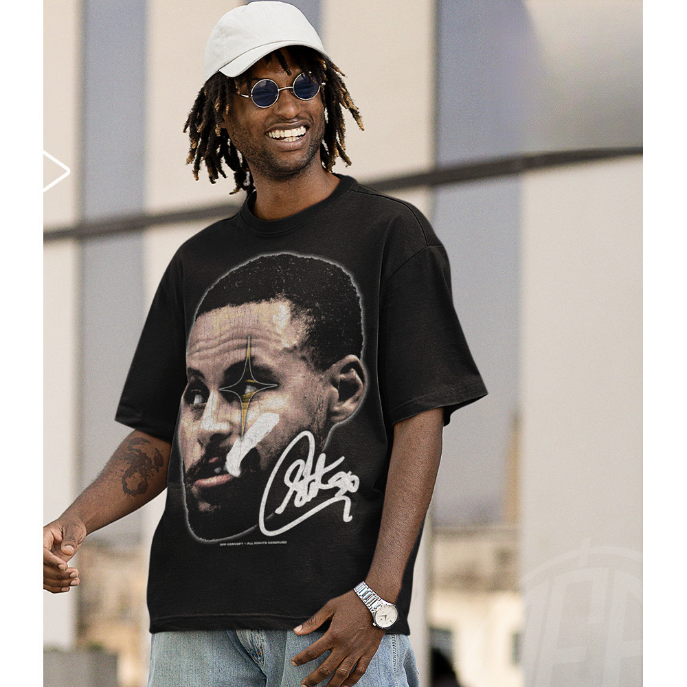 [Camiseta Vintage Masculina Algodão]HYP Camiseta Basica e OVERSIZED Stephen Curry Night Mood Skull Champion Graphic Unis