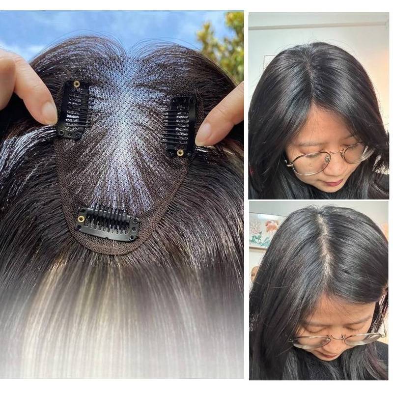 7cm X 10cm Renda Invisível Super Fina 100 % Topper De Cabelo Humano/Capa De Fringe Cabeça Superior/Traseira 25cm