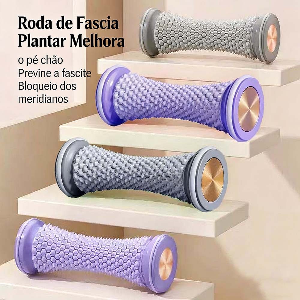 Kit Rolo Massageador de Pés - Bola de Fáscia Plantar para Cuidados de Relaxamento e Yoga
