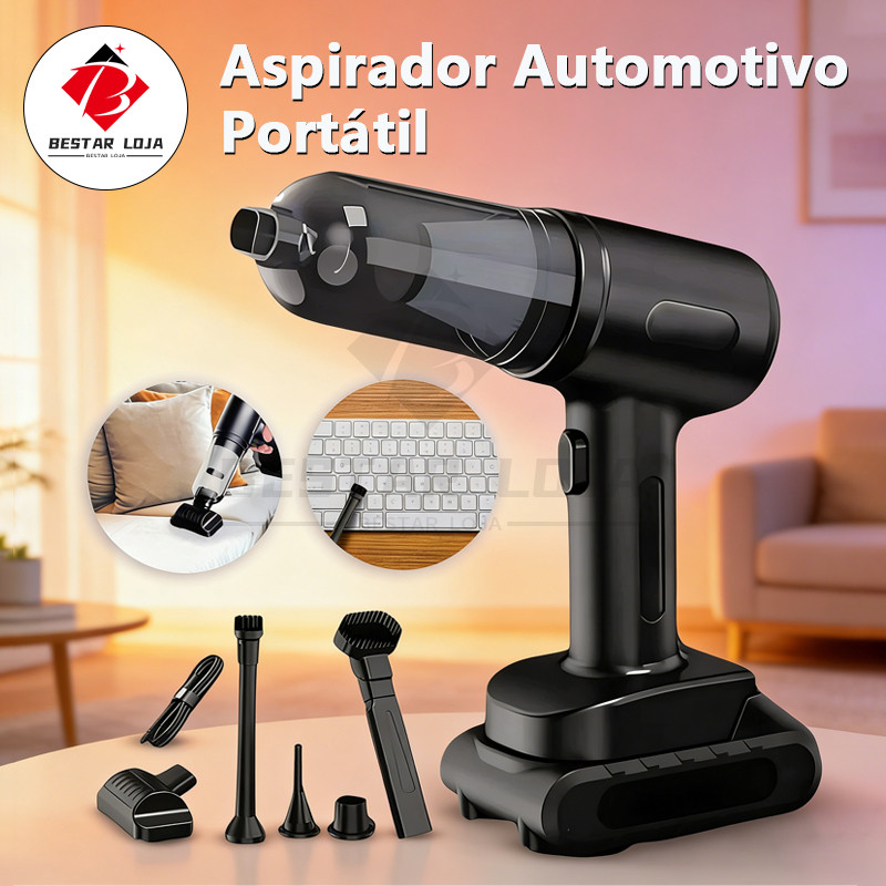 BESTAR LOJA  Aspirador Automotivo Portátil - Alta Potência e Design Compacto para seu Carro