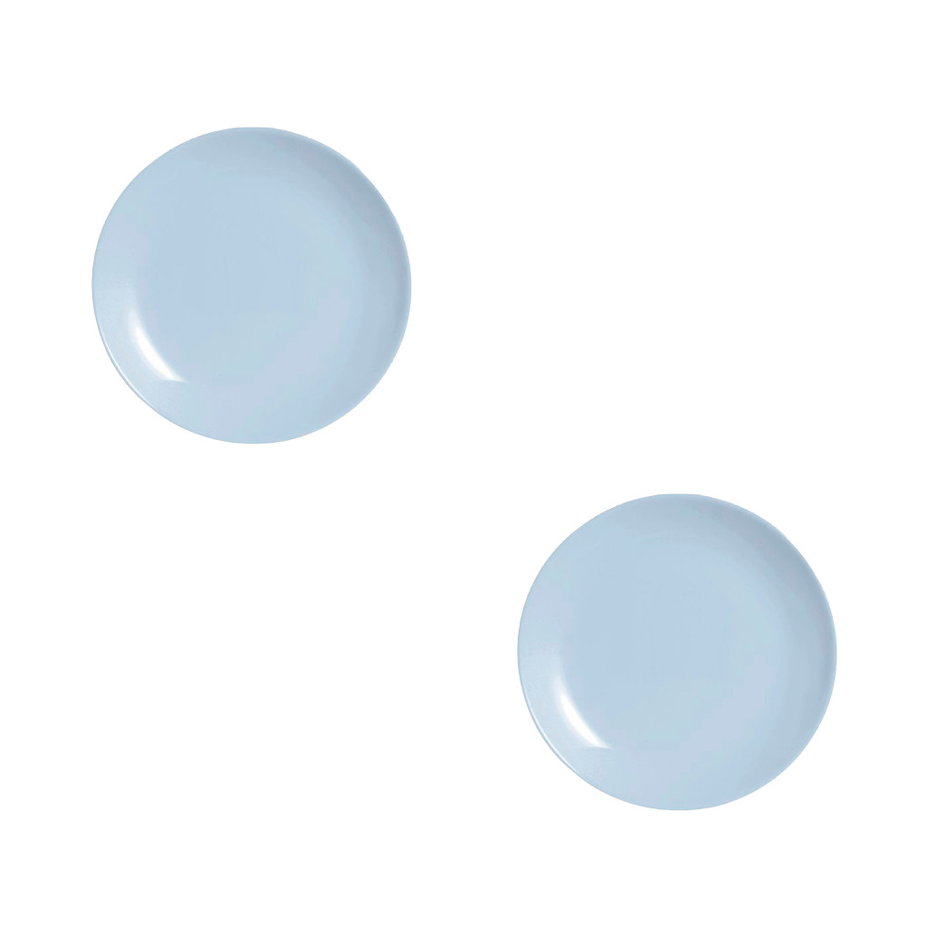 Kit C/2 Pratos de Vidro Resistente Diwali Paradise Azul 19cm P/ Sobremesa Luminarc