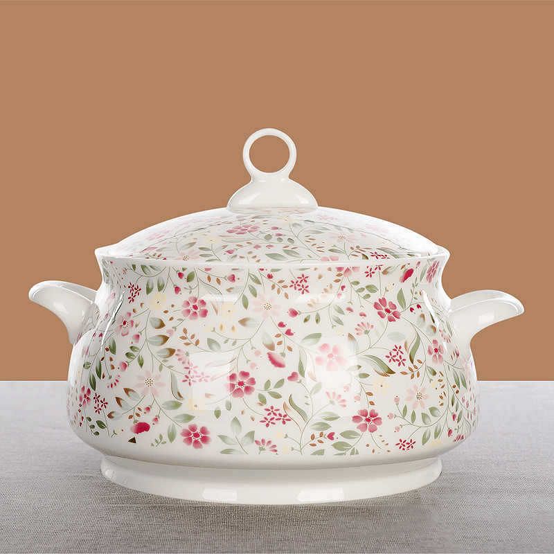 Cerâmica Bone China Talheres Panela de Sopa Doméstica com Tampa Pote de Degustação Sopa Tigela Grande Sopa Estilo Japonê