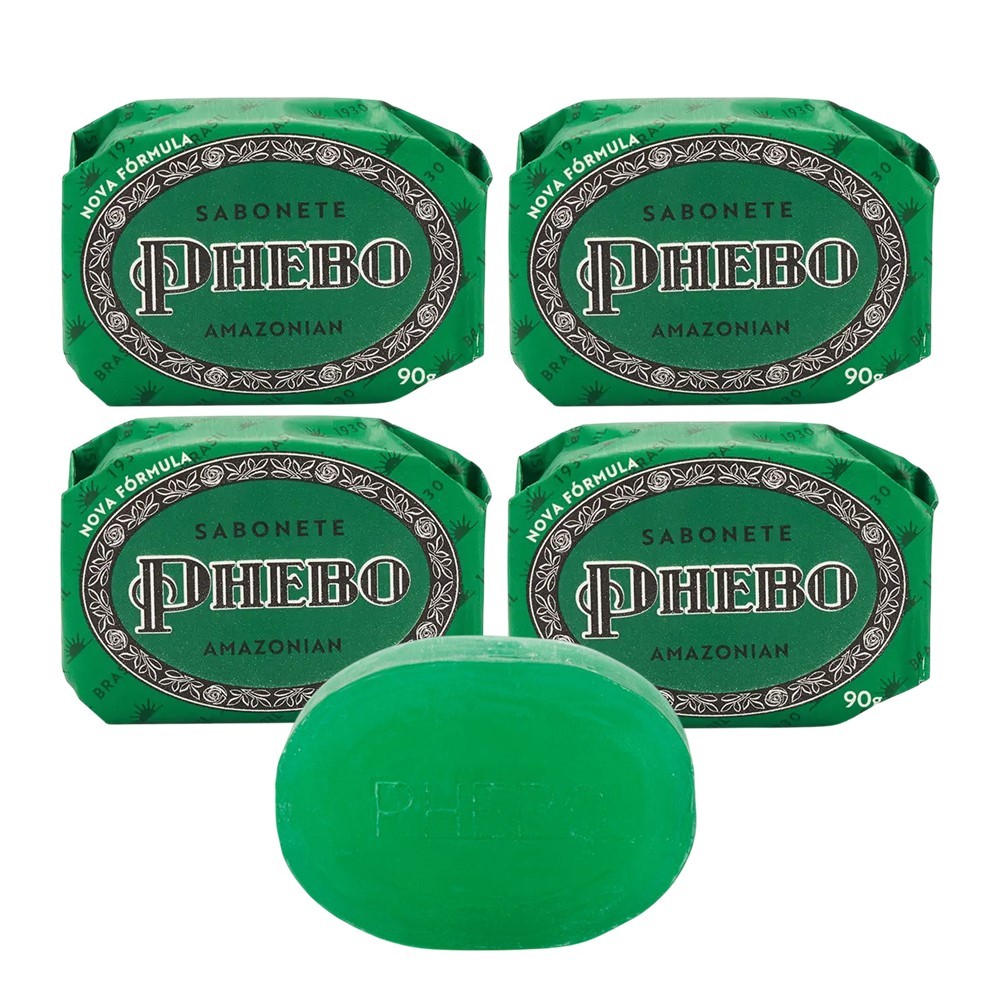 Kit 4 Sabonete Phebo Amazonian 90g Glicerina Vegetal Hipoalergênico