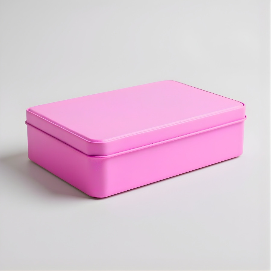 Lata de Metal Retangular - Rosa - 19x12x4,5cm - 1 unidade - Rizzo