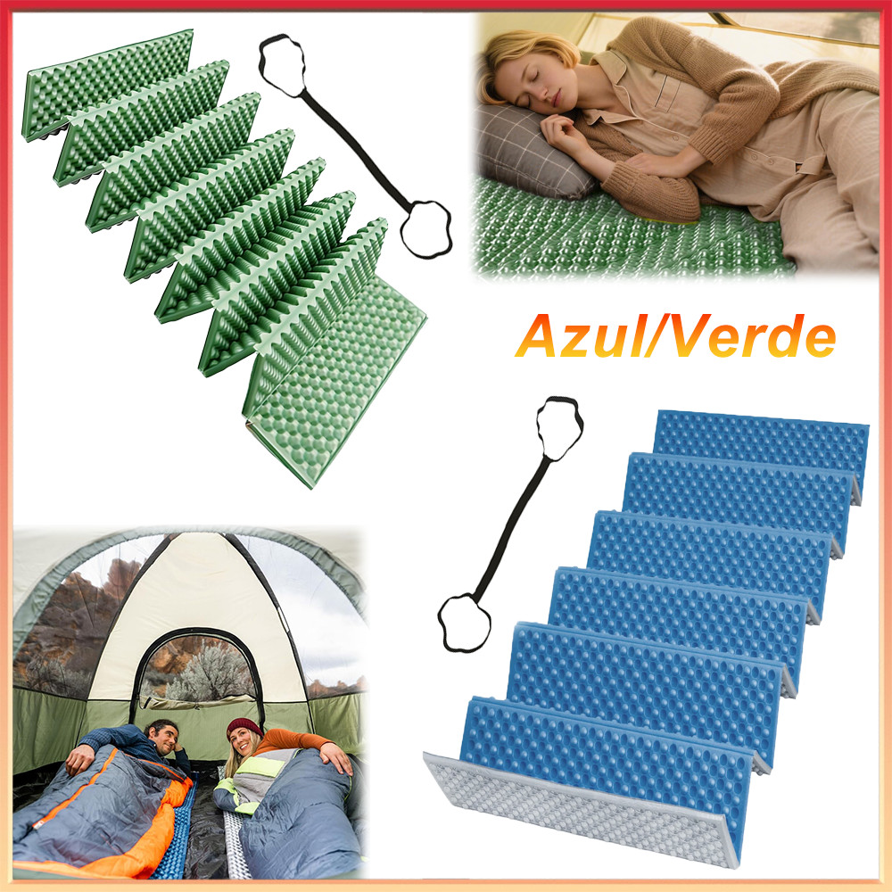 Colchonete de acampamento,dobrável ultraleve versátil Colchonete de acampamento para barraca,183 x 60 x 1 cm,Azul/Verde
