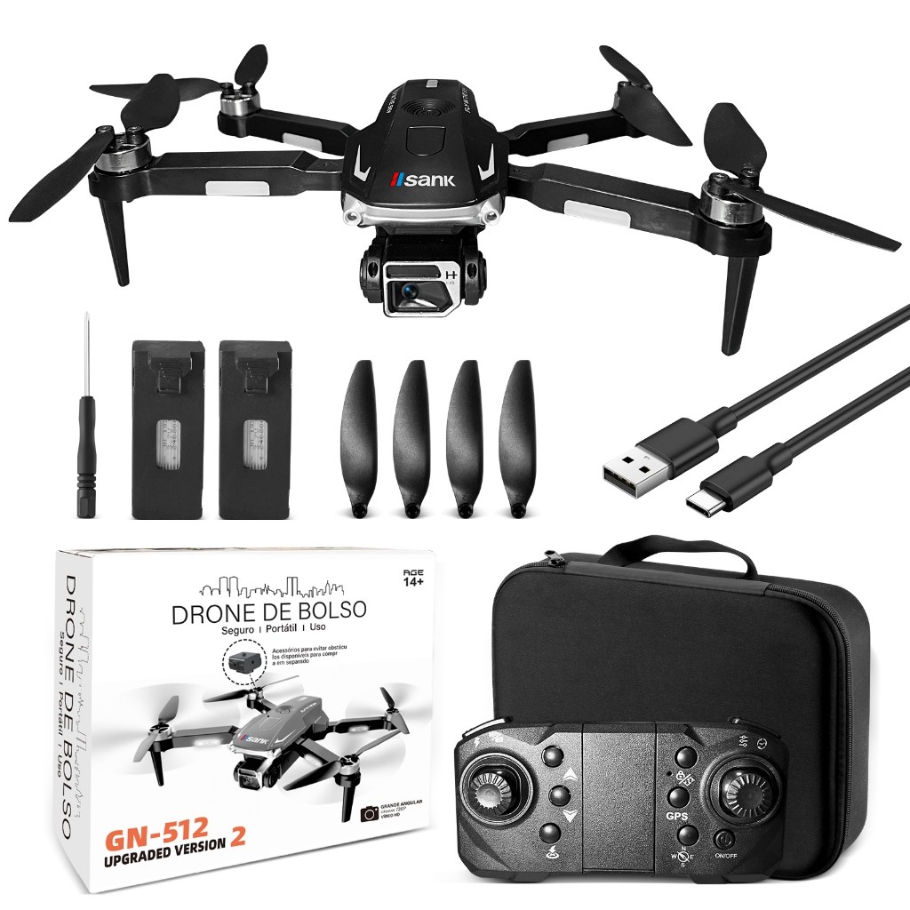 GPS Drone Profissional Alta Definição Obstáculos Fotografia Fluxo Dobrável 500m em Oferta na Shopee