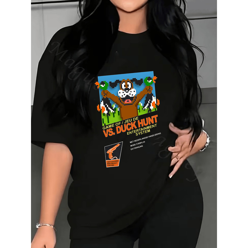 BR.Moonlight Camiseta Feminina Retro Pixel Arte Cachorro Sapos Patos Confortável Linda Divertida Casual