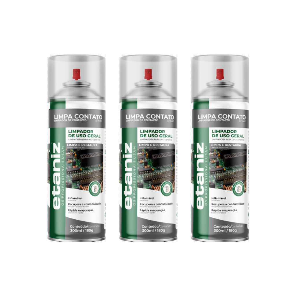3 Limpa Contato Eletrônico Spray Aerossol Etaniz 300ml !
