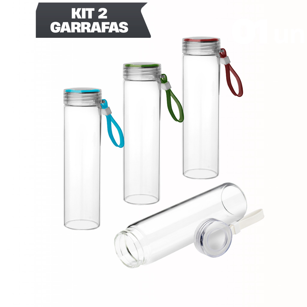 KIT 2 Garrafas de Vidro Alça em Silicone Água Bem Estar Esporte em Oferta na Shopee