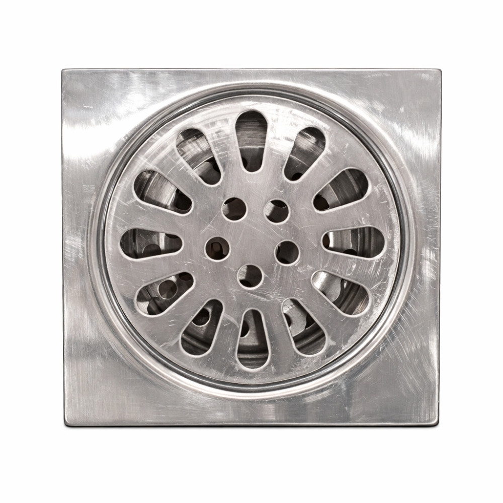 Ralo Grelha Quadrado de Aço Inox Escovado Antiodor Deend
