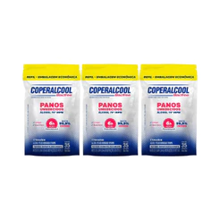 03 Pacotes de Lenço Umedecido Clássico com Álcool Refil 35 Lenços Coperalcool