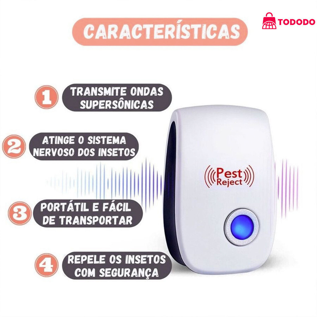 Repelente Eletrônico Ultrassônico Mosca Pernilongos Baratas Morcegos repele e Espanta Ratos bivolt
