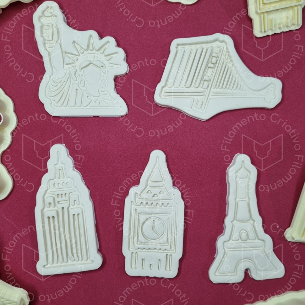 Cortadores de Biscoito Pontos Turísticos Coliseu Big Ben Cristo Redentor Torre Pisa