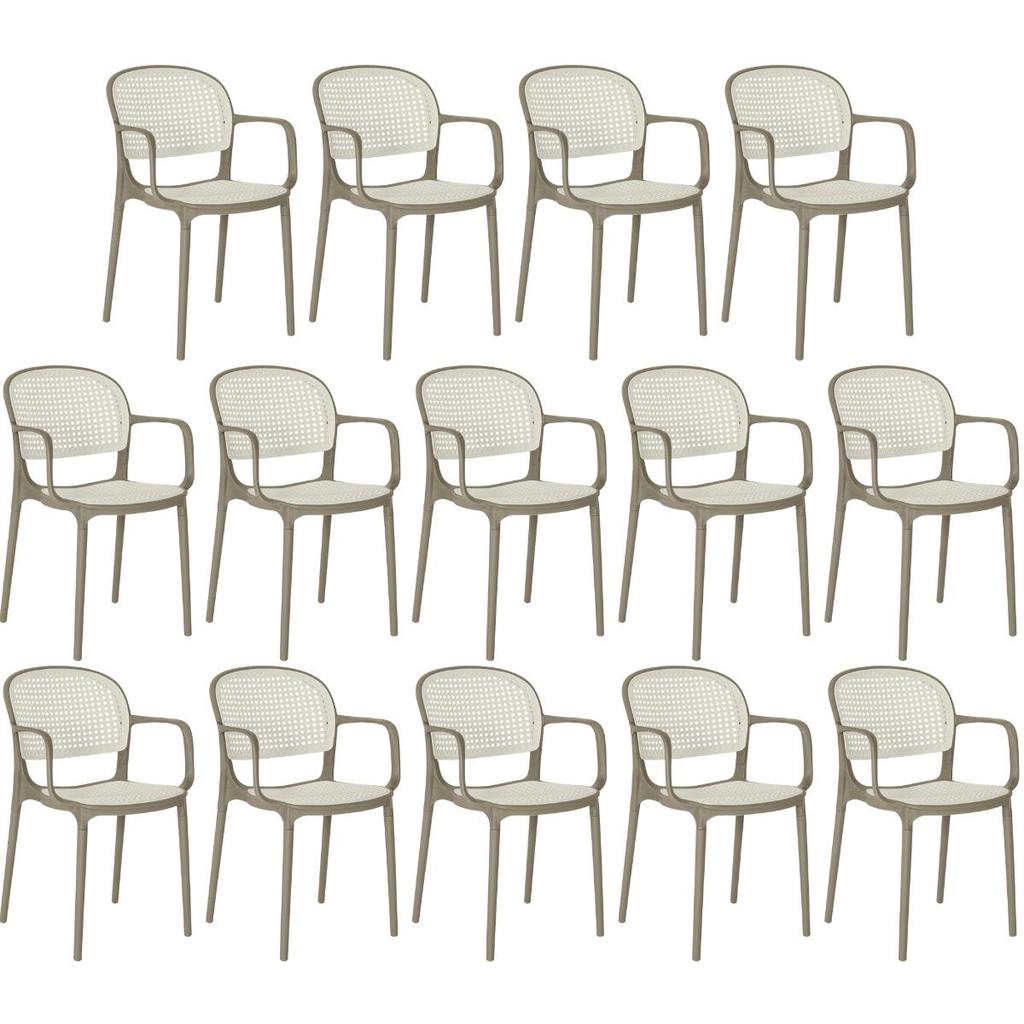 Kit 14 Cadeiras de Jantar Roma Prática com Braços para Sala e Cozinha