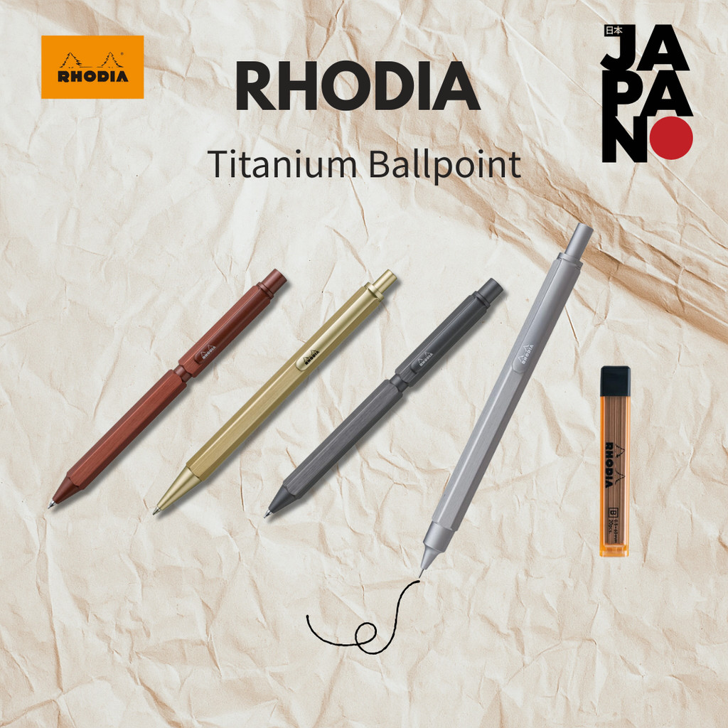 RHODIA Multi Pen Script Multi Pen Oil 0.5mm 2 Colors (Black/Red) & Sharp 0.5mm Aluminum Body Hairline Finish