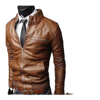 Jaqueta de Couro Masculina, Casaco de Motociclista de Inverno, Jaqueta com Zíper para Homens, Moda Casual