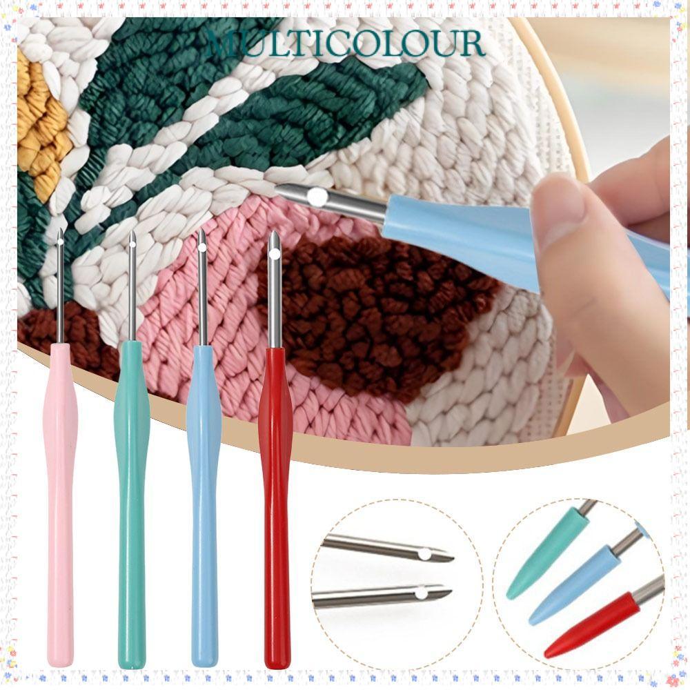 Caneta Mágica Multicolorida De 1/4 Unidades Para Bordado , Kit De Agulha De Perfuração Artesanal DIY Ajustável , Ponta D