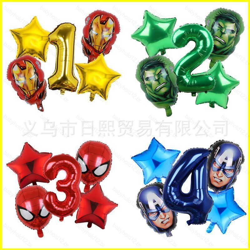 BB12 Marvel Super-Heróis Conjunto De Balões De Folha digital Spiderman Hulk Decoração De Festa De Aniversário
