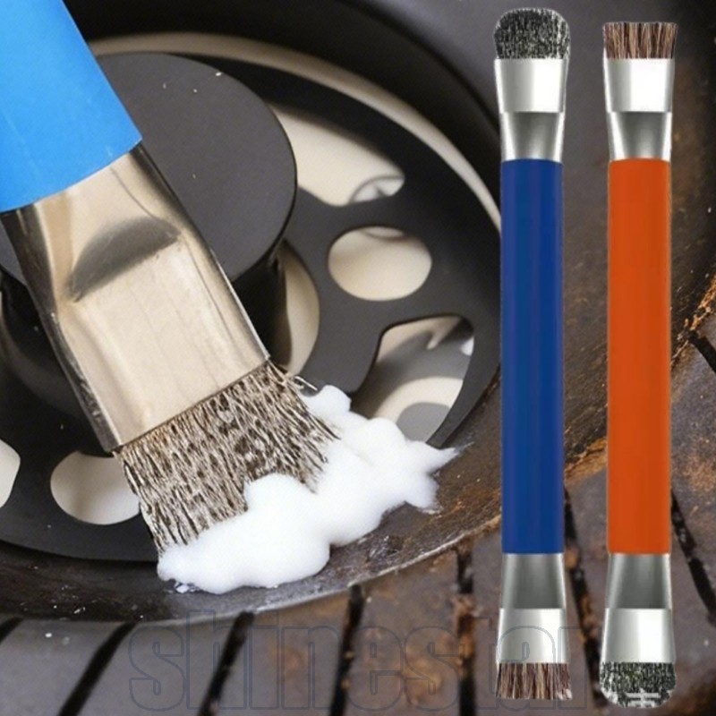 Escova De Limpeza De Duas Cabeças 4-1Pc-Antiestática Para Placa-Mãe Fogão A Gás-Com Cerdas Rígidas E Fio De Aço-Cozinha-