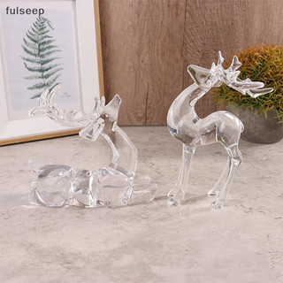 [fulseep] 1 Peça Estatuetas De Cervo De Cristal Ornamento De Mesa Decoração De Quarto Transparente Escultura De Rena De