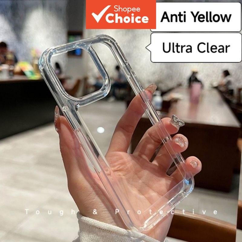 Capa Anti-Amarela Espacial Armor para iPhone 17 16 15 14 13 12 11 Pro Max Plus X XR XS Max, Transparente e Clara