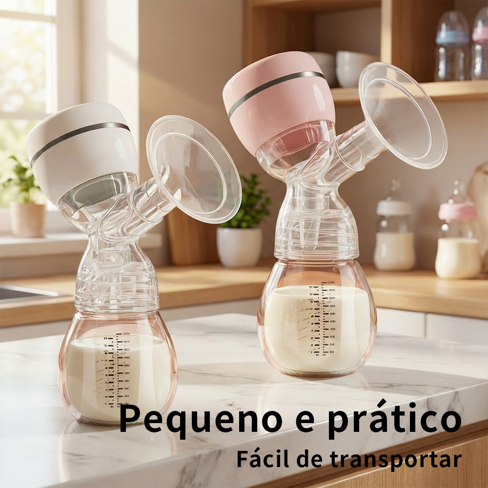 Bomba Tira Leite Portátil Automática Elétrica com Alta Potência de Sucção Integrada Silenciosa Sem Dor para Lactação