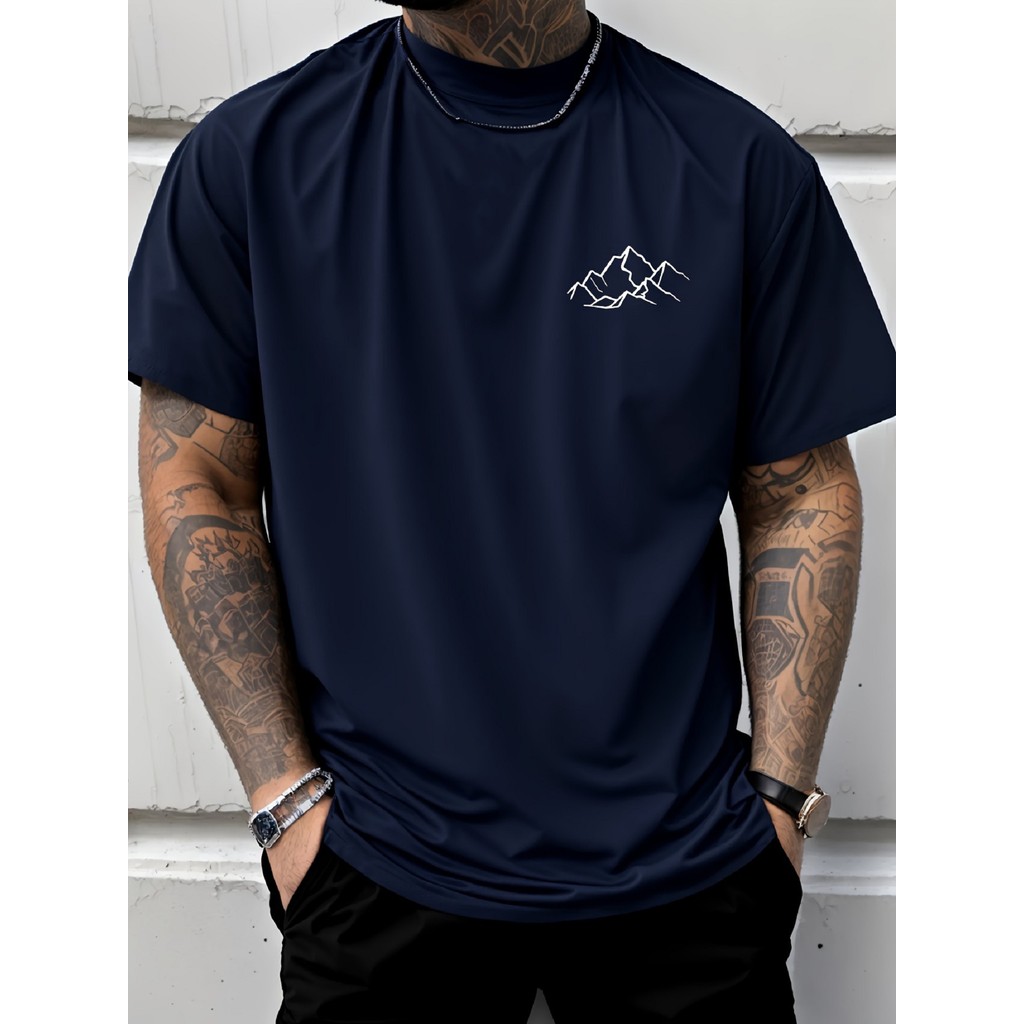 Camiseta Masculina Para Ele Estampada com Design Elegante Montanhas - Camiseta Estilosa para Academia