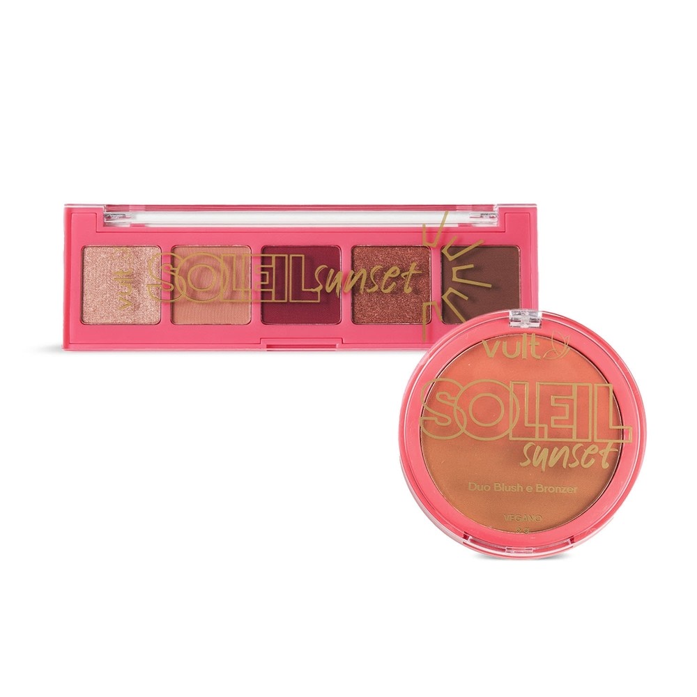 Combo Soleil Sunset: Paleta de Sombras 3g + Pó Compacto Duo Blush e Bronzer 6g em Oferta na Shopee