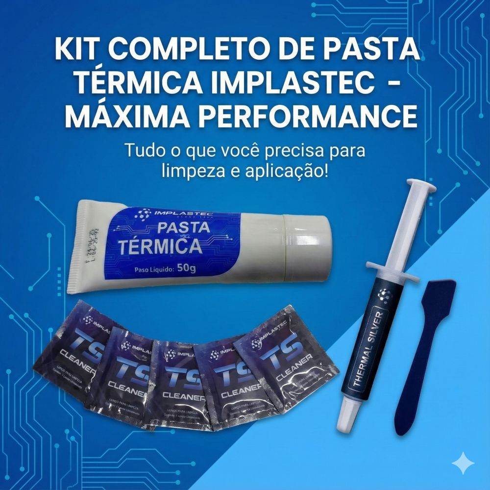 Kit Pasta Termica Thermal Silver 5G Pasta termica Branca Bisnaga 50G 5 Lenços para limpeza