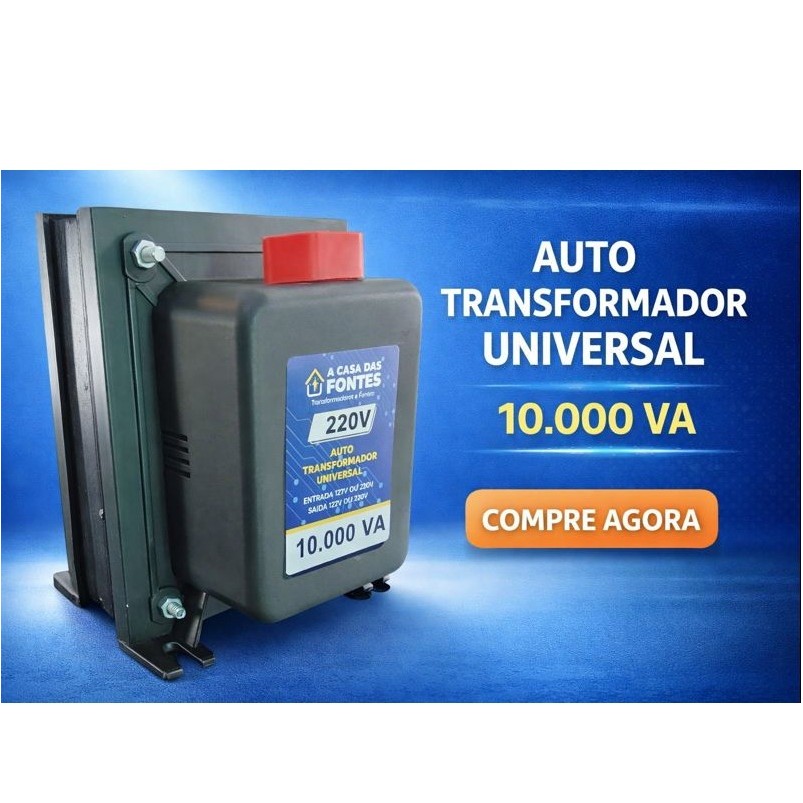 Auto Transformador 10000VA 110V/220V 18.000 BTUS Tomada