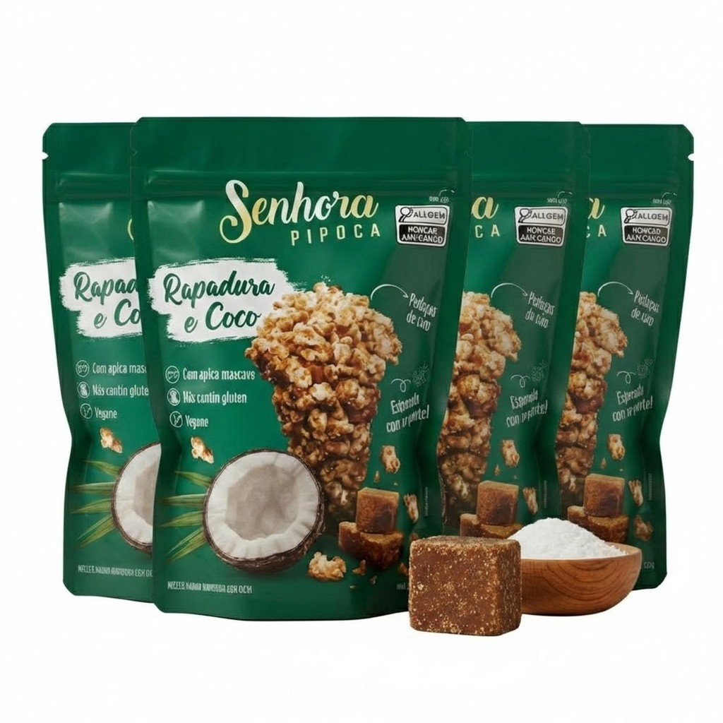 Kit c/ 4un Pipoca Gourmet SENHORA Sabor Rapadura e Coco 100g