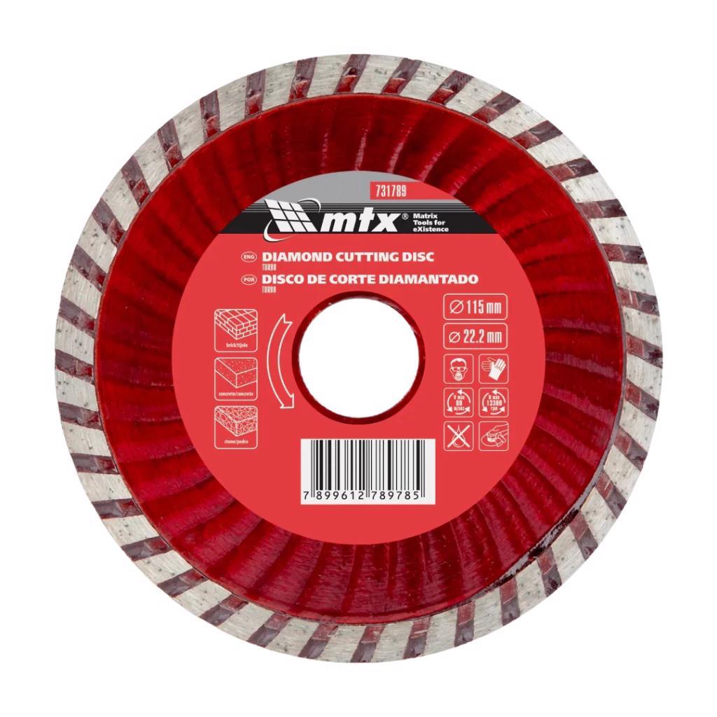 Disco Corte Turbo Diamantado Corte Seco 115x22.2 MTX Para Uso Granito Pedras Cimento 731789