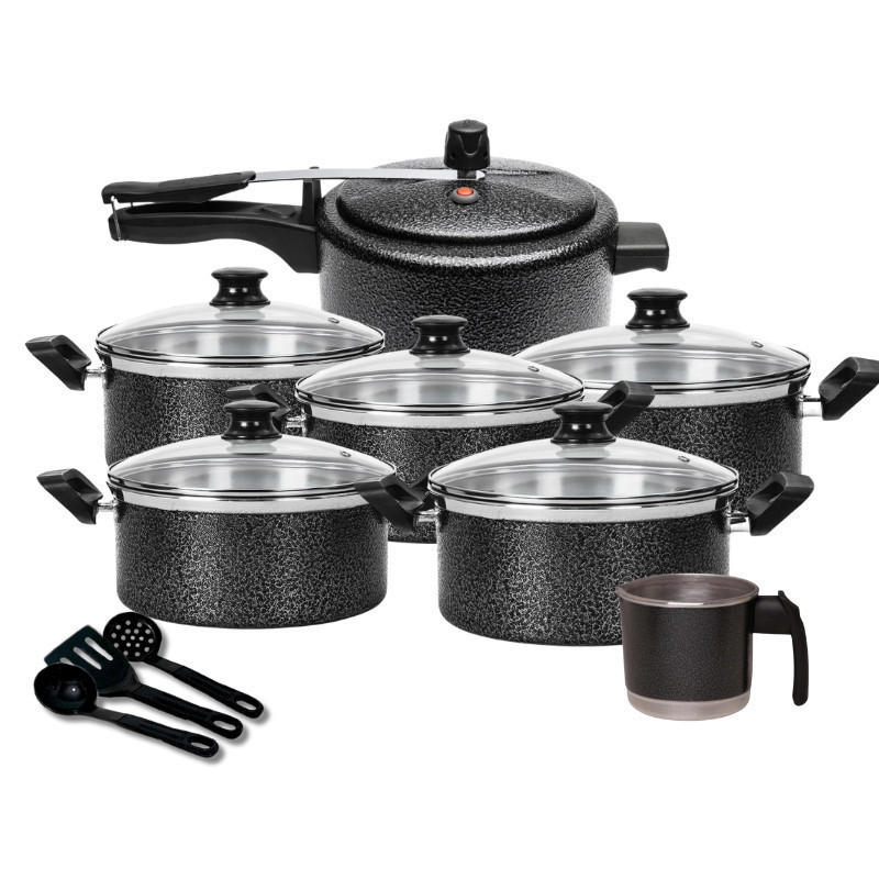 Kit 10 Peças Jogo de Panelas Tampa de Vidro com Panela de Pressão 2,5L