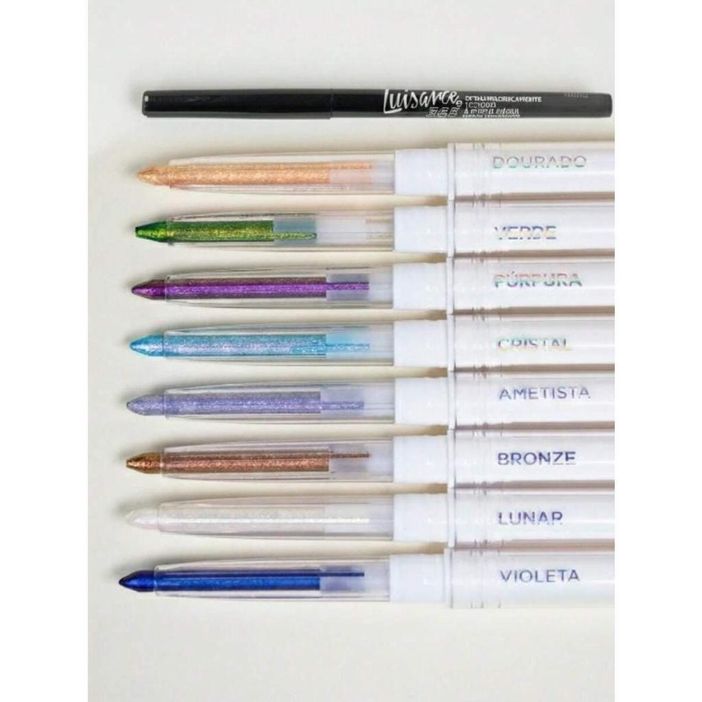 Kit Delineadores Luisance - Lápis Holográfico Aurora + Lápis Preto - Alta fixação, á prova d'água, delineador colorido
