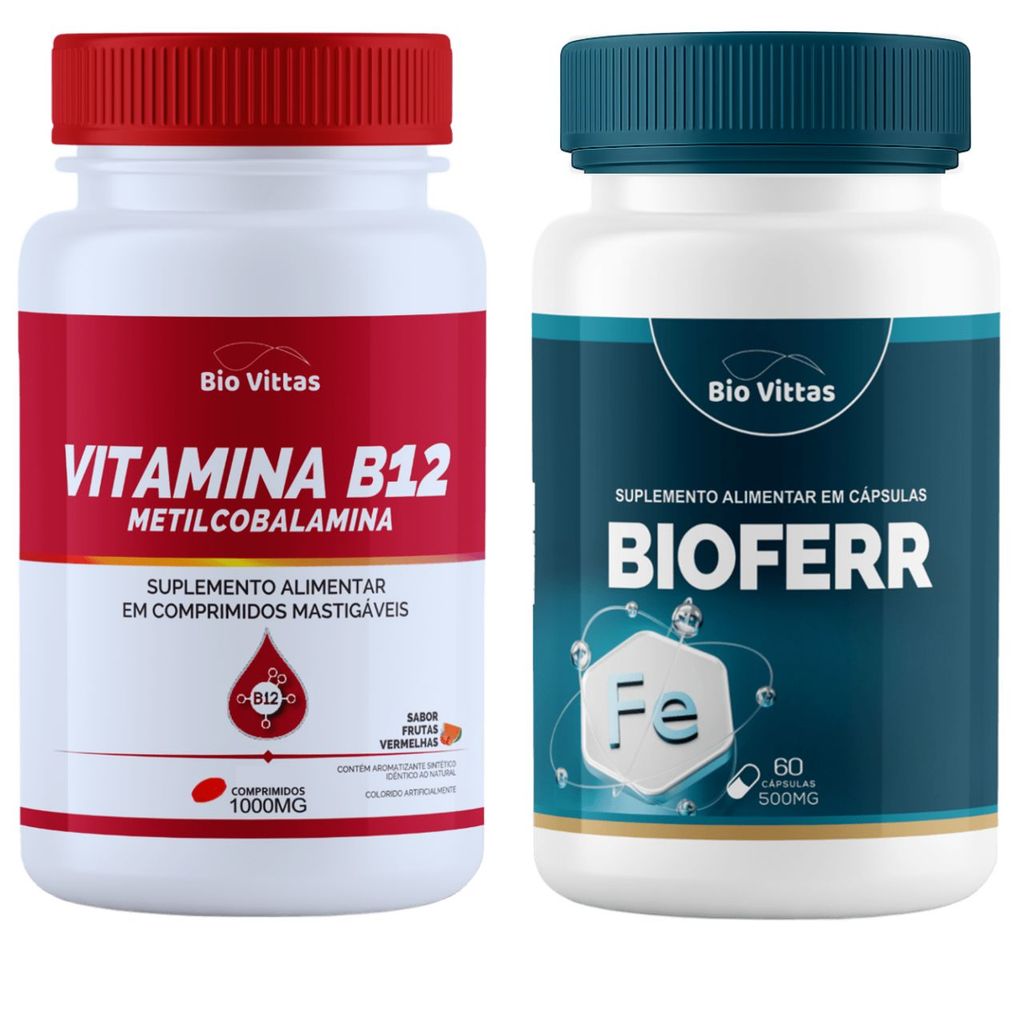 Vitamina B12 + Ferro Bisglicinato Quelato Energia  Saúde - Suplemento Alimentar Bio Vittas