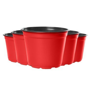 Kit Pote Vaso Plástico flexível Tipo Holambra NP 11 cor Vermelho/Preto Nutriplan 50 unidades