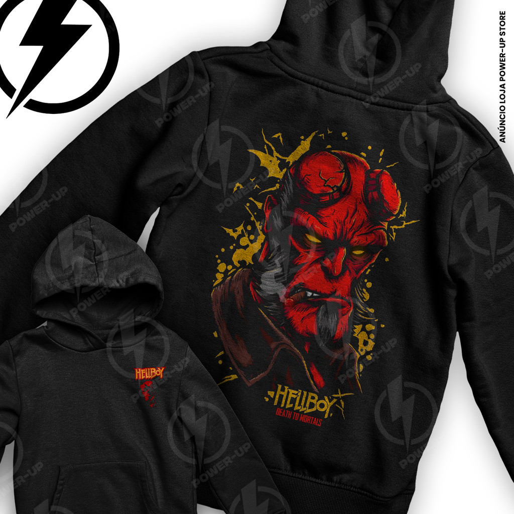 Moletom Hellboy Anung Un Rama Comics Geek Frente E Verso Blusa De Frio