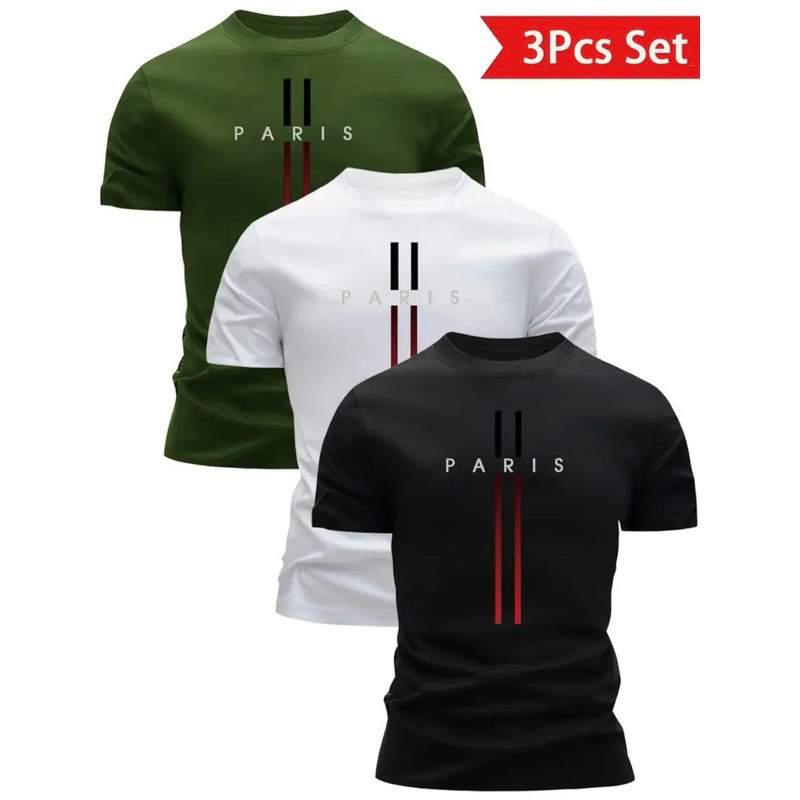 Kit3 Camiseta Blusão Francesa Toque Leve Oversized Street Blusa Torre Paris Premium Envio Imediato K N STORE