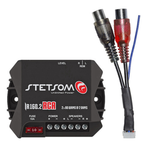 Módulo Stetsom Iron 160 Rca Amplificador Full Range 35hz ~ 20khz 160w Rms Em 2 Ohms Entrada Rca 2 Canais 160w Em 13.8v