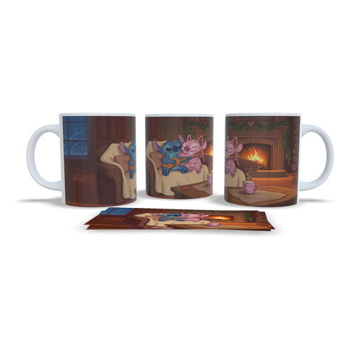 Caneca de Cerâmica Stitch E Angel LAREIRA