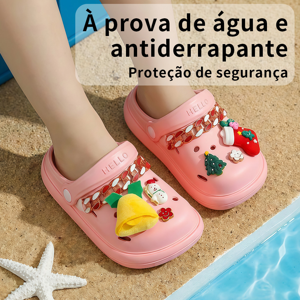 Babuche Infantil Feminina Menina Papete Leve Macia Confortável Antiderrapante Anticolisão Respirável Uso Escolar Diário