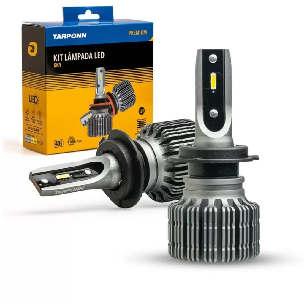 Par Lâmpadas LED H7 6000K Super Branca Tarpon Premium para Farol Automotivo - Al