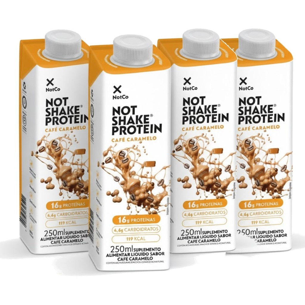 Kit 4 Suplemento NOT SHAKE Protein Café Caramelo 250ml