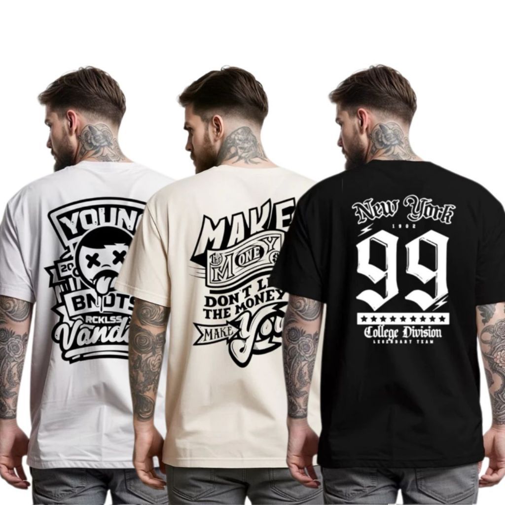 Kit 3 Camisetas Oversized Masculinas Estampadas Streetwear Algodao Fio 30.1 Conforto e Estilo