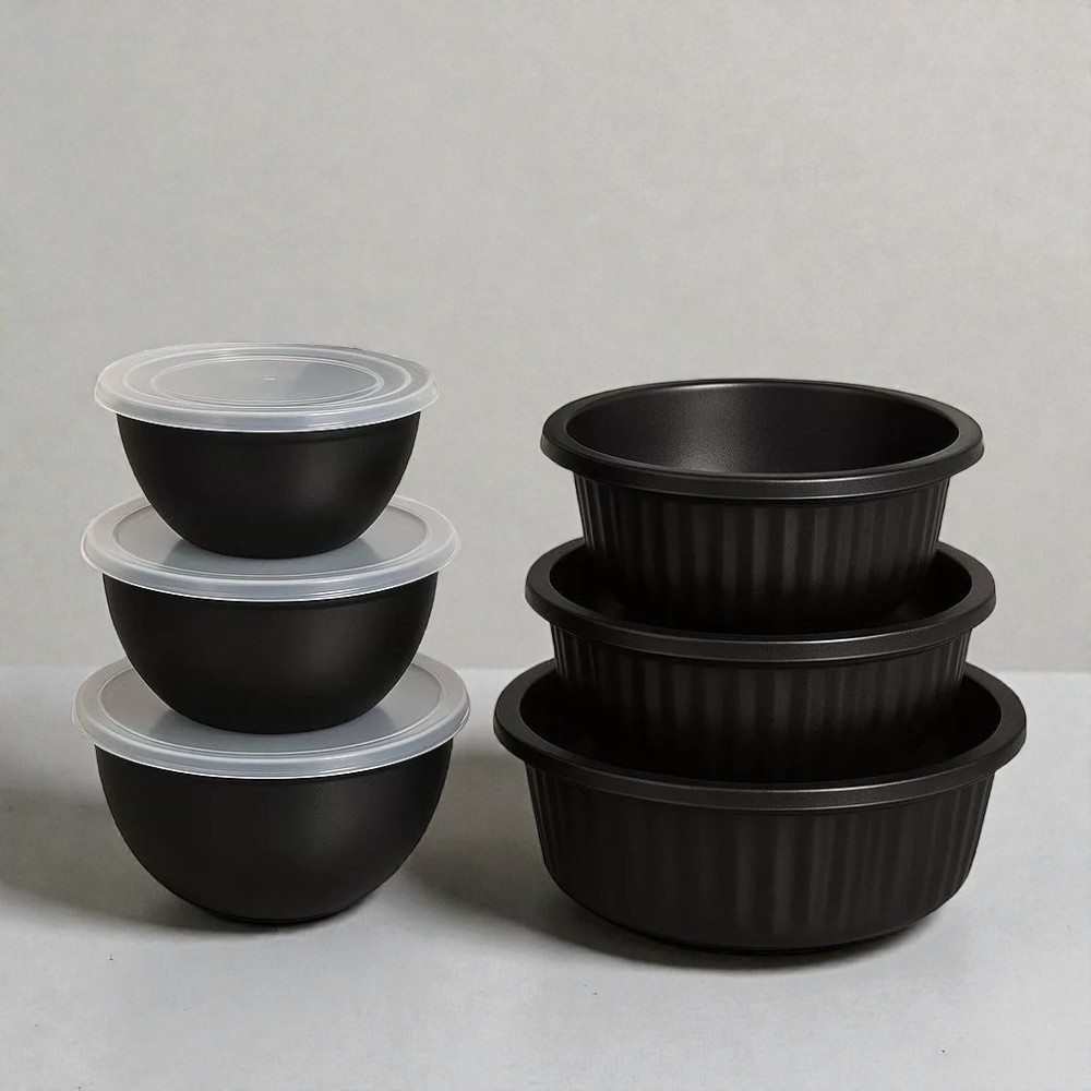 Kit 3 Potes Plástico Redondos Com 3 Bacias De Cozinha em Oferta na Shopee